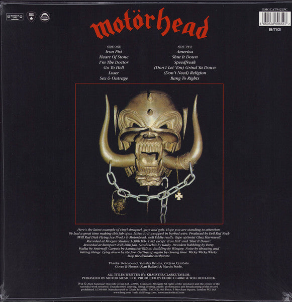 MOTORHEAD (モーターヘッド) - Iron Fist (Worldwide 40周年記念「正規」再発「限定黒/青ヴァイナル」LP/ New) '82年 5thアルバム !