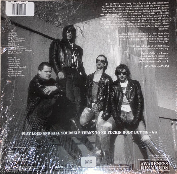 GG ALLIN (GGアリン) - Freaks, Faggots, Drunks & Junkies (US 正規再発「限定カラーヴァイナル」 LP / New) '22年「Shit Mix」バージョン!