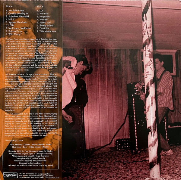 ARTIFICIAL PEACE (アーティフィシャル・ピース) - Complete Session November 81 (US 「正規」再発「限定オレンジヴァイナル」 LP/ New) pre-Marginal Man !