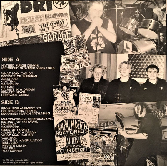 NAPALM DEATH (ナパーム・デス) - Demos 1985 - 1986 (Canada 限定プレス再発 LP/ New) 極初期デモ音源集!