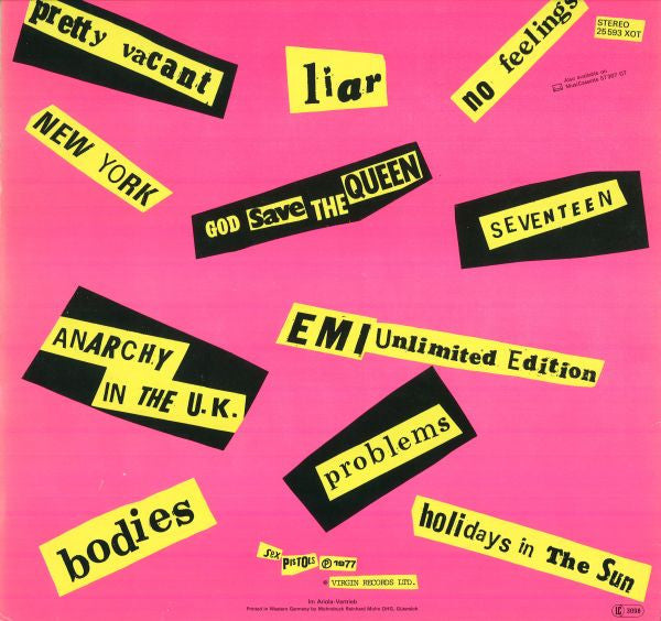 SEX PISTOLS (セックス・ピストルズ) - Never Mind The Bollocks (EU 西ドイツ初回盤の限定リプロ再発 LP / New)