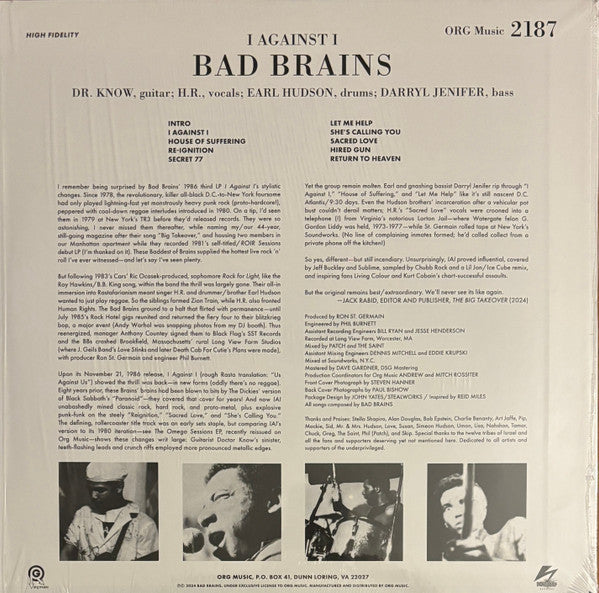 BAD BRAINS (バッド・ブレインズ) - I Against I - Punk Note Edition (US 限定再発「ブラックヴァイナル」 LP / New)