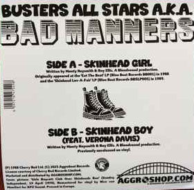 BAD MANNERS (バッド・マナーズ) - Skinhead Girl / Skinhead Boy (Dutch「正規」 限定プレス再発 7"/ New) 初期スキンヘッドトラック2バージョン!