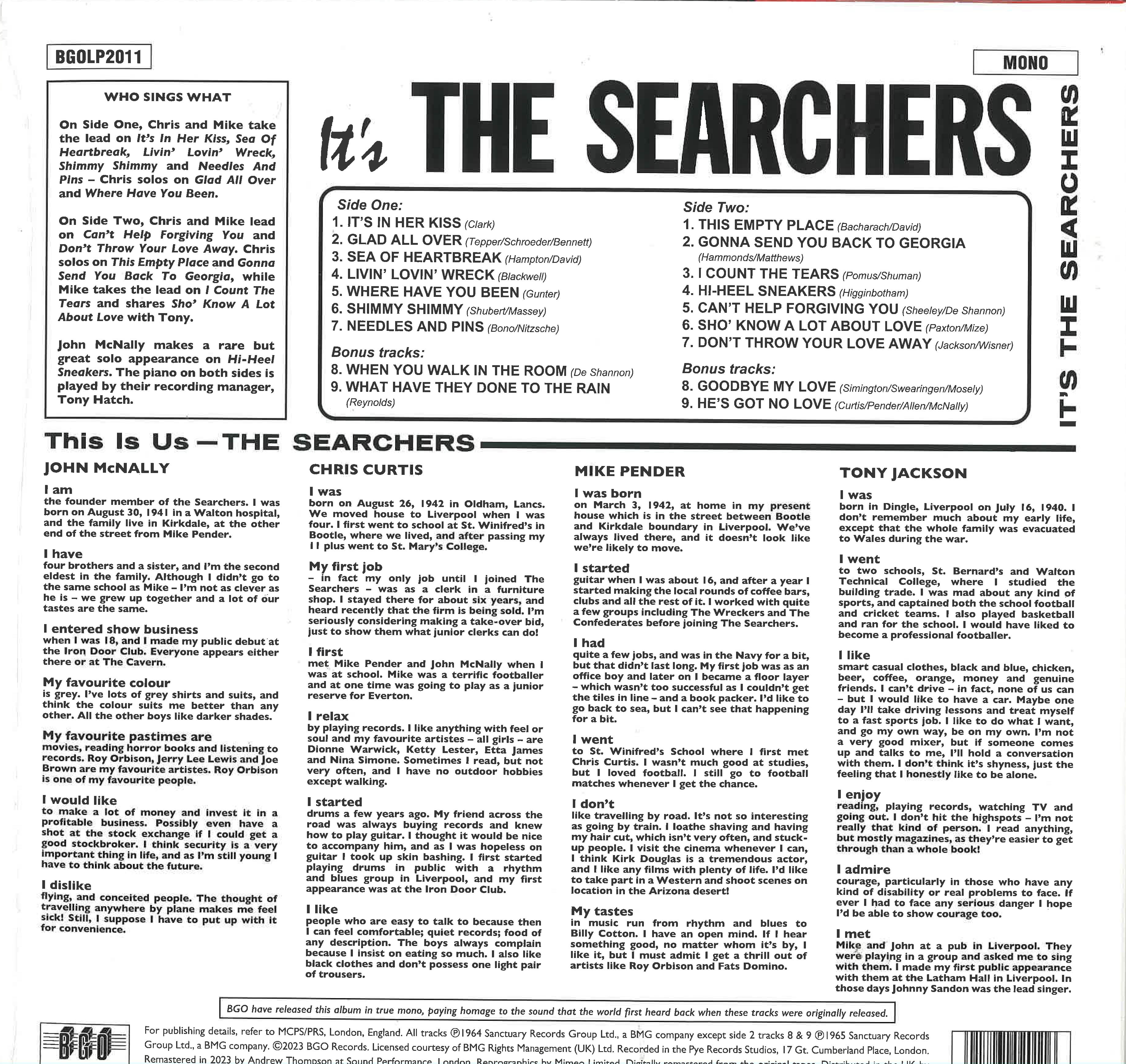 SEARCHERS, THE (ザ ・サーチャーズ) - It’s The Searchers (UK 限定復刻リマスターボーナス入り再発モノラル LP/ New)