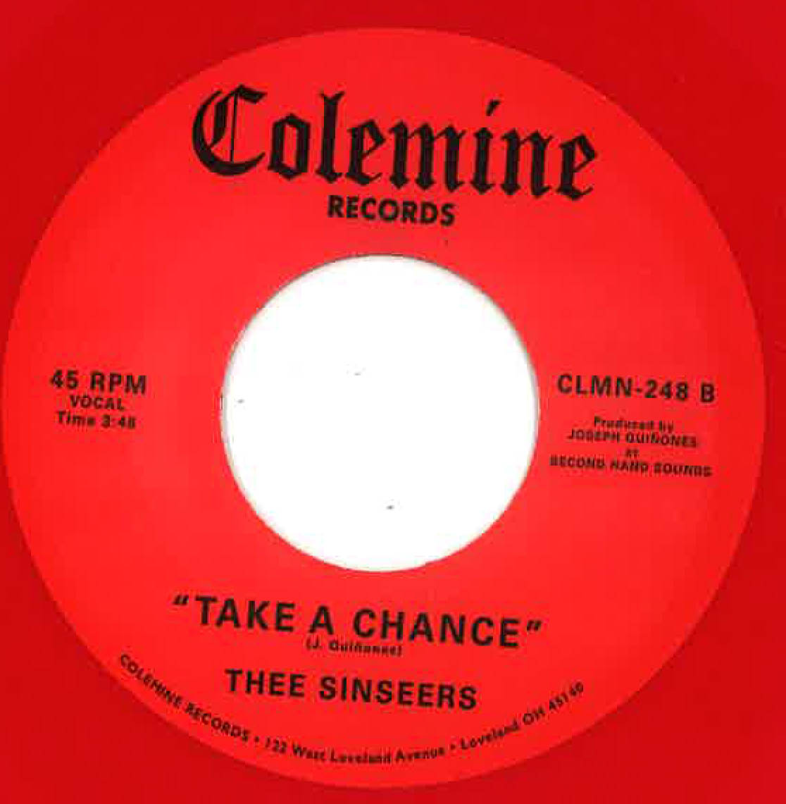 SINSEERS, THEE (ジー・シンシアーズ) - Can't Call Me Baby / Take A Chance (US 限定「赤盤」7インチ+カンパニースリーブ /New) 極上バラッド!
