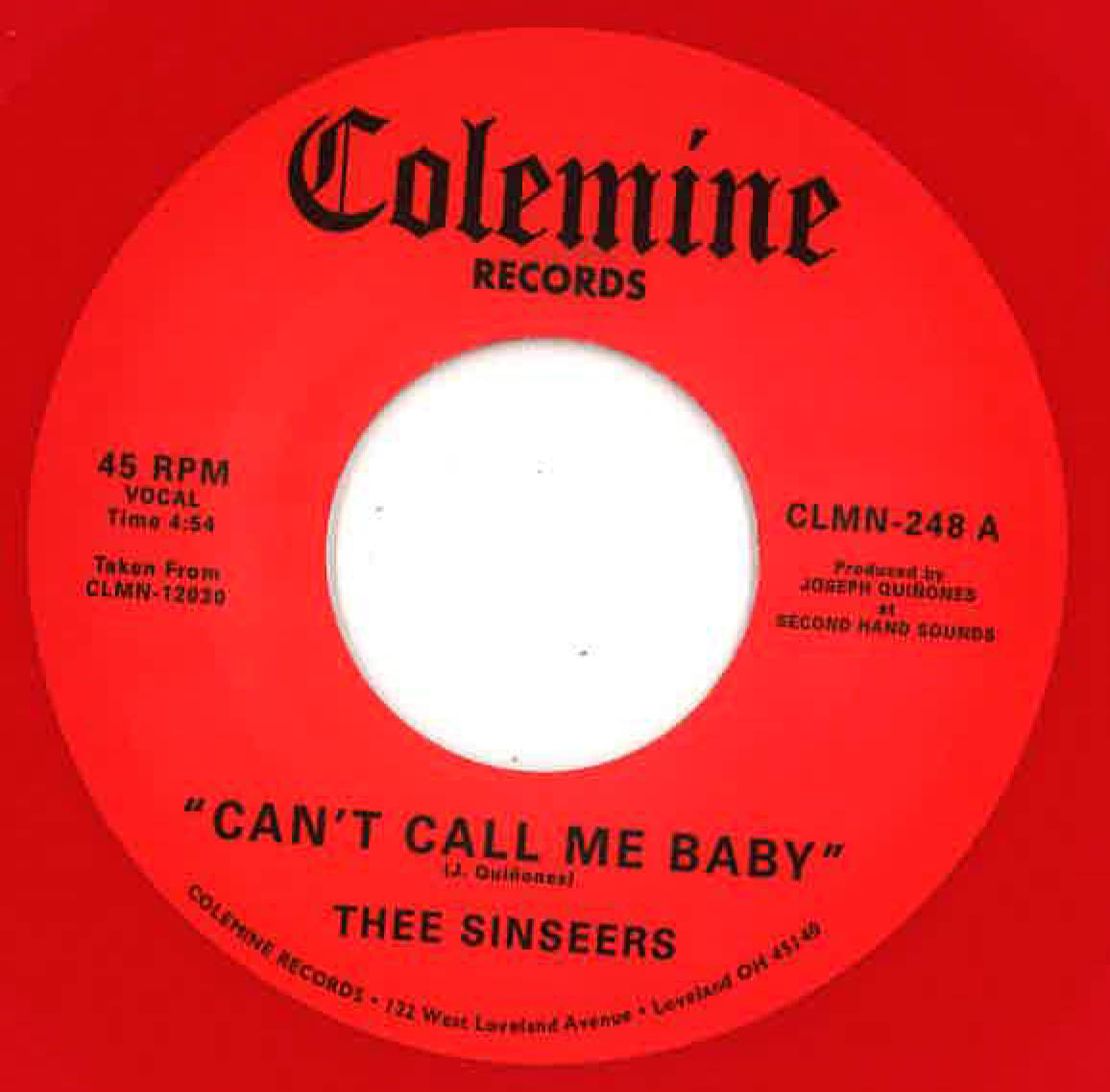 SINSEERS, THEE (ジー・シンシアーズ) - Can't Call Me Baby / Take A Chance (US 限定「赤盤」7インチ+カンパニースリーブ /New) 極上バラッド!