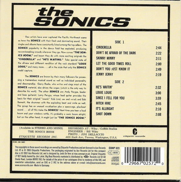 SONICS (ソニックス) - Boom (UK 限定復刻再発カードスリーブ CD/New) 米ガレージ・レジェンド'66年名作セカンド・アルバム