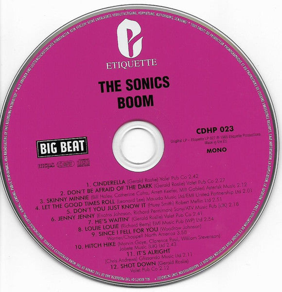SONICS (ソニックス) - Boom (UK 限定復刻再発カードスリーブ CD/New) 米ガレージ・レジェンド'66年名作セカンド・アルバム