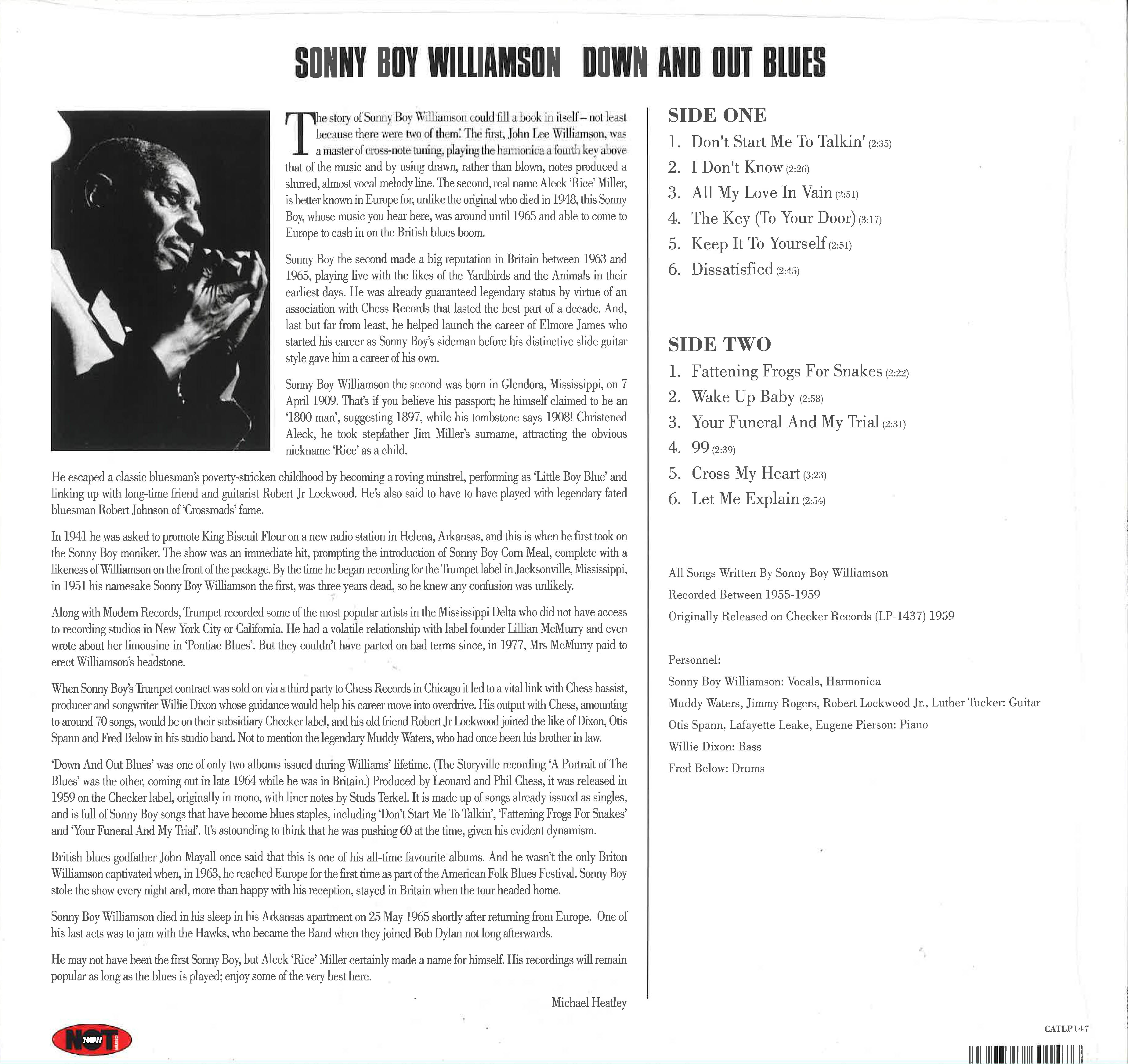 SONNY BOY WILLIAMSON (サニー・ボーイ・ウイリアムソン) - Down & Out Blues (EU限定復刻再発180g 重量 LP/New)