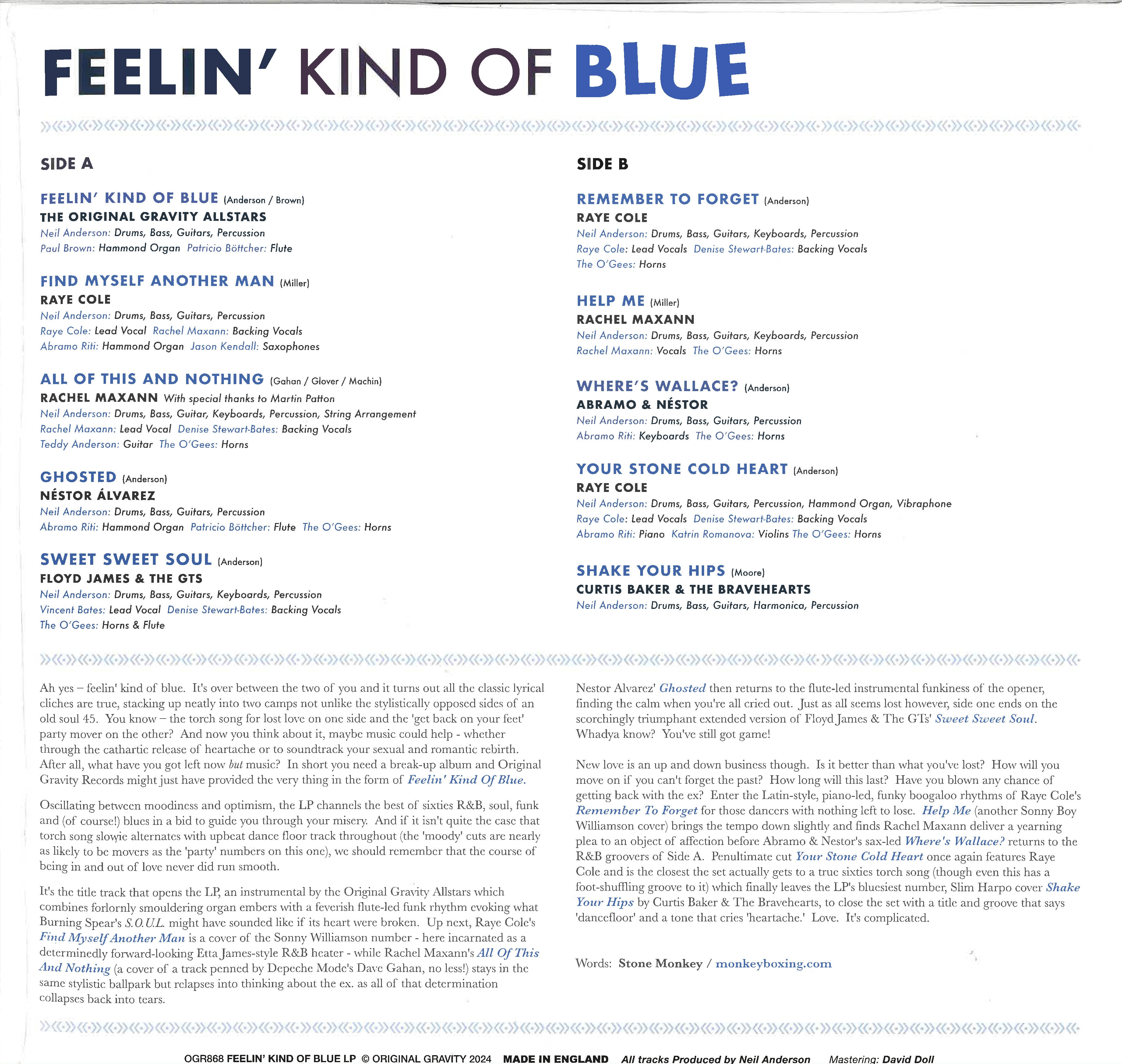 V.A. (ロンドン Original Gravity社コンピ) - Feelin' Kind Of Blue (UK 限定プレス LP/New)