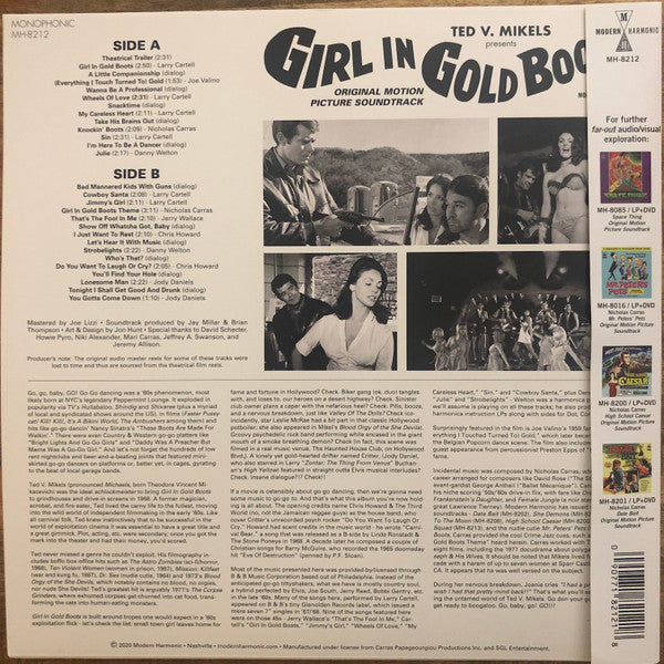 O.S.T.- V.A. ('68年ゴーゴーダンス界犯罪ドラマ(カルト)映画サントラ!) - Girl In Gold Boots (US 限定「クリア・ゴールド Vinyl」LP+帯、映画のDVD /New )
