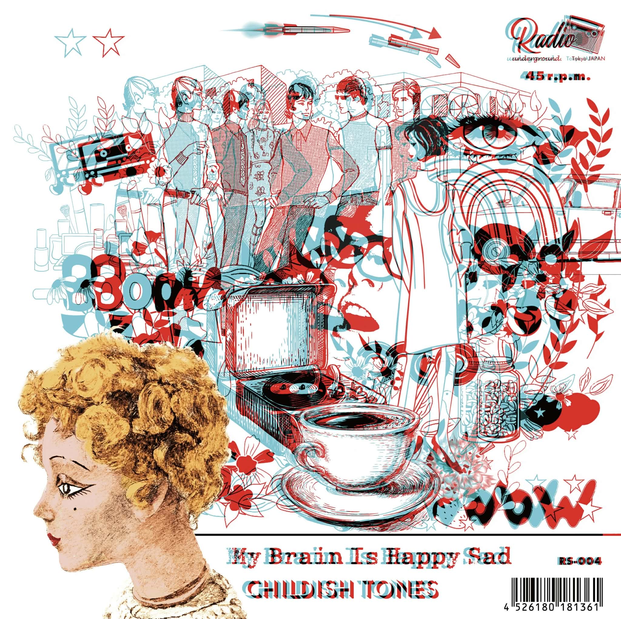 CHILDISH TONES avec BENI USAKURA (チャイルディッシュ・トーンズ feat.宇佐蔵べに) - CHICK HABIT/ MY BRAIN IS HAPPY SAD (日本300枚限定7インチ+3Dメガネ付きの飛び出すジャケット/New) APRIL MARCHのフレンチ・ガレージ・ポップ名曲カヴァ!発売中!