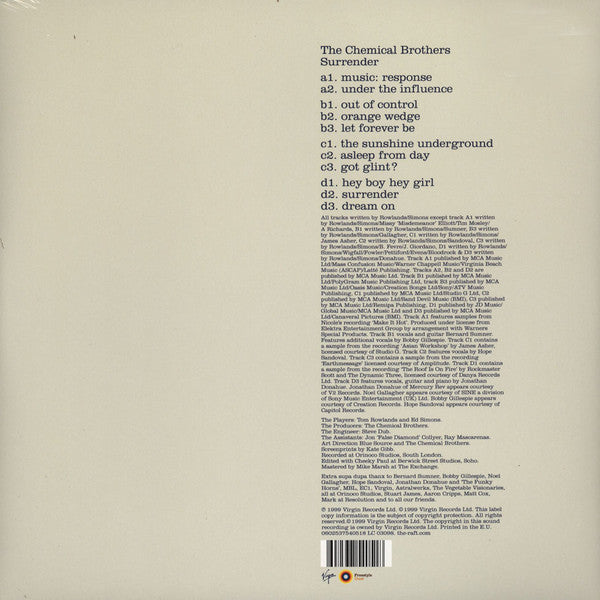 CHEMICAL BROTHERS, THE (ケミカル・ブラザーズ) - Surrender (EU 限定復刻再発180グラム重量 2xLP/NEW)