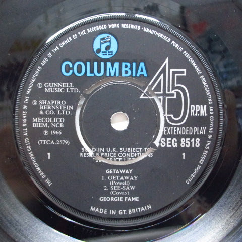 GEORGIE FAME (ジョージィ・フェイム) - Getaway (UK オリジナル・モノラル 7インチEP/表面コーティング2面折り返しジャケ)
