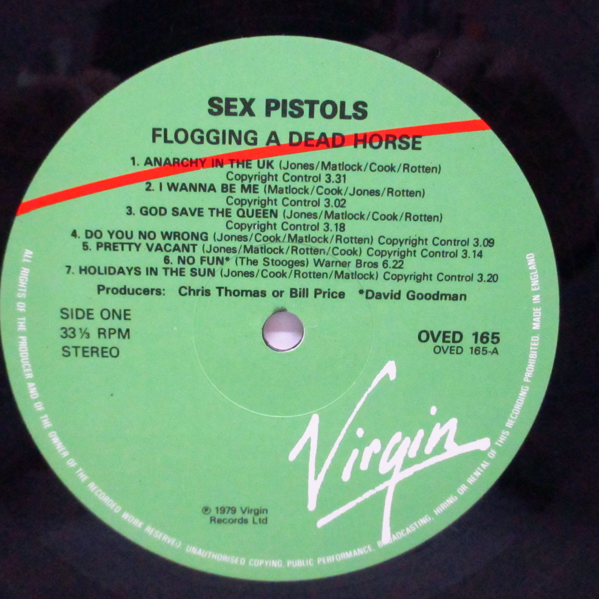 SEX PISTOLS (セックス・ピストルズ) - Flogging A Dead Horse (UK '86 再発「緑/赤ラベ」LP/OVED 165)
