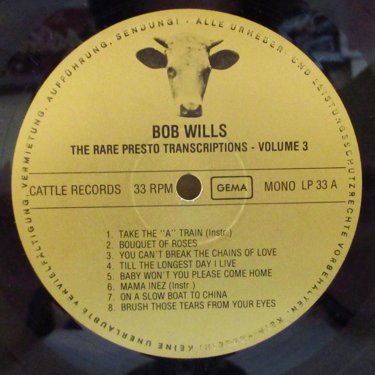 BOB WILLS (ボブ・ウィルズ) - The Rare Presto Transcriptions Vol.3 (German オリジナル Mono LP)