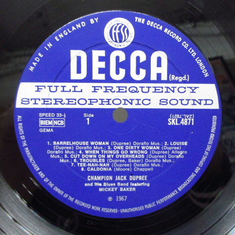 CHAMPION JACK DUPREE (チャンピオン・ジャック・デュプリー) - Champion Jack Dupree And His Blues Band Featuring Mickey Baker (UK Orig.STEREO)