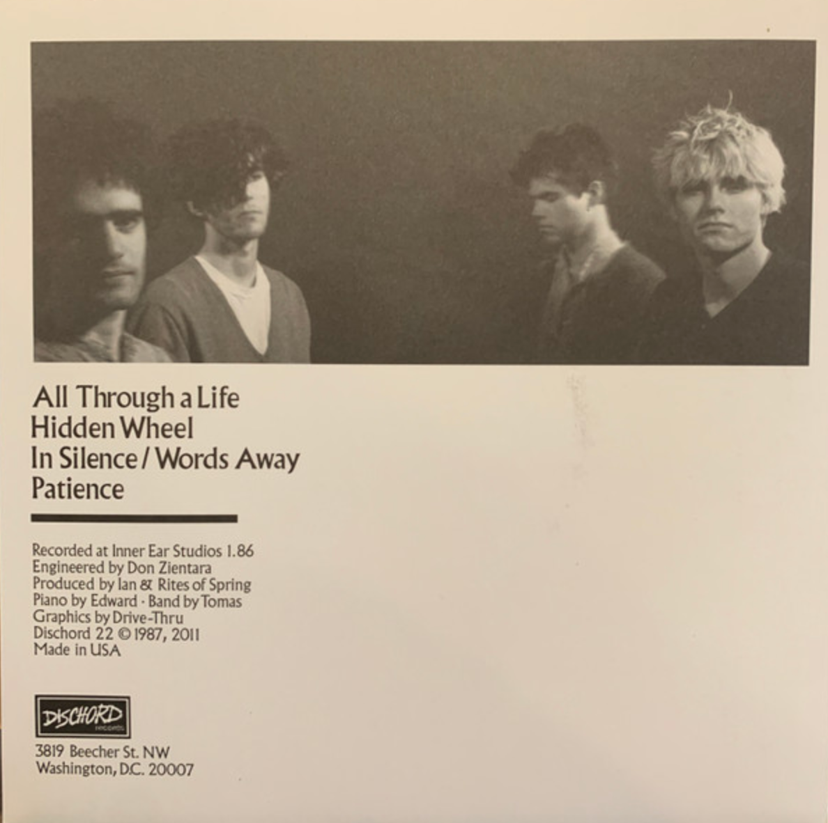 RITES OF SPRING (ライツ・オブ・スプリング) - All Through A Life (US 「正規」限定再発 7"/ New) '87年唯一 EP !