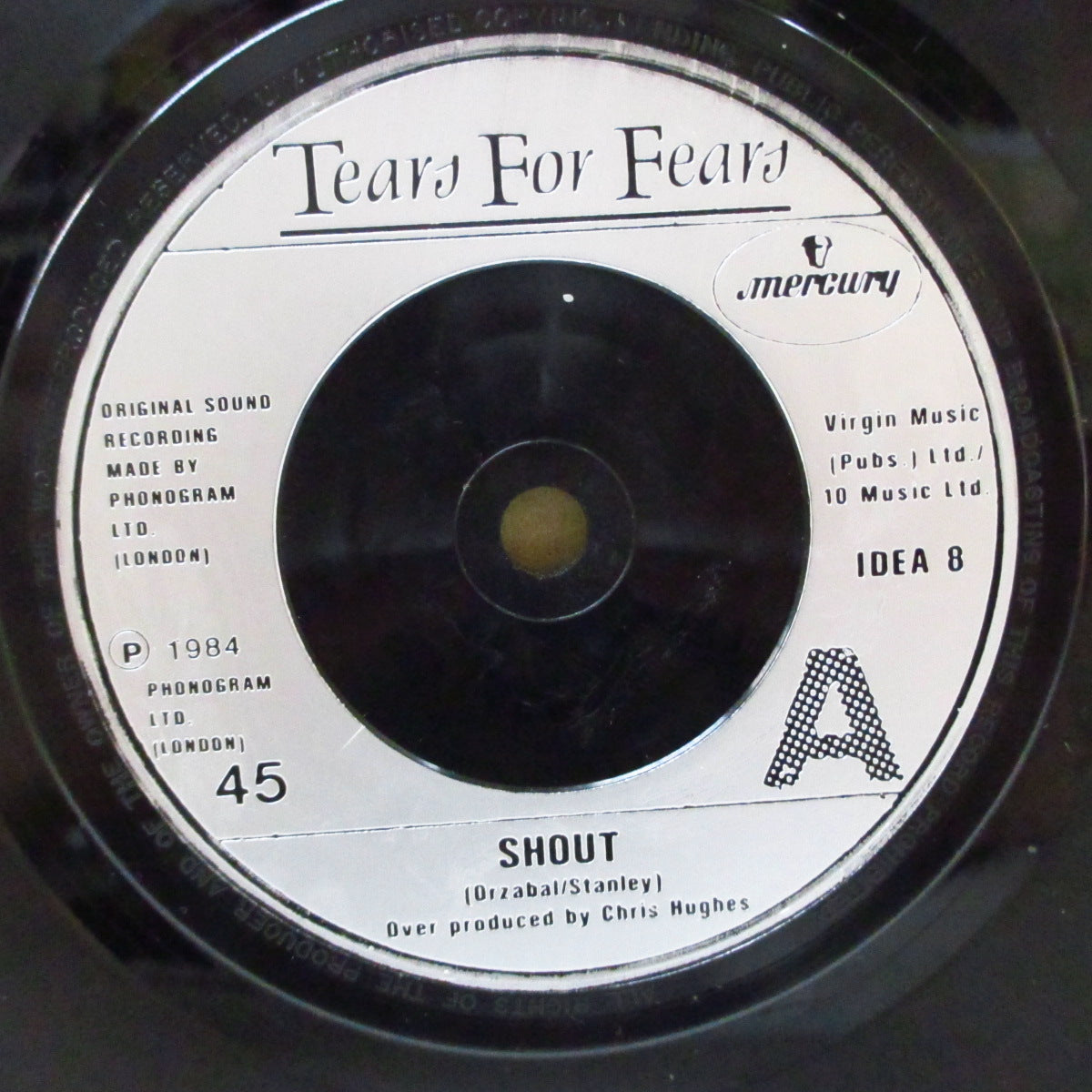 TEARS FOR FEARS (ティアーズ・フォー・フィアーズ) - Shout (UK オリジナル「銀プラスチックラベ 」7インチ+光沢固紙ジャケ)