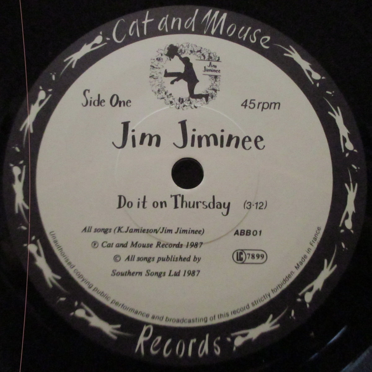 JIM JIMINEE (ジム・ジミニー) - Do It On Thursday (UK プロモ 7インチ+イエロー・マットソフト紙ジャケ)