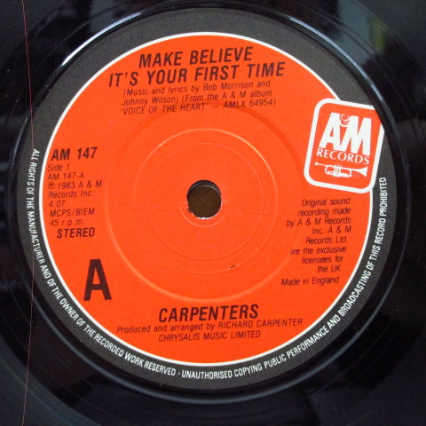 CARPENTERS (カーペンターズ) - Make Believe It's Your First Time (UK オリジナル 7"+PS)