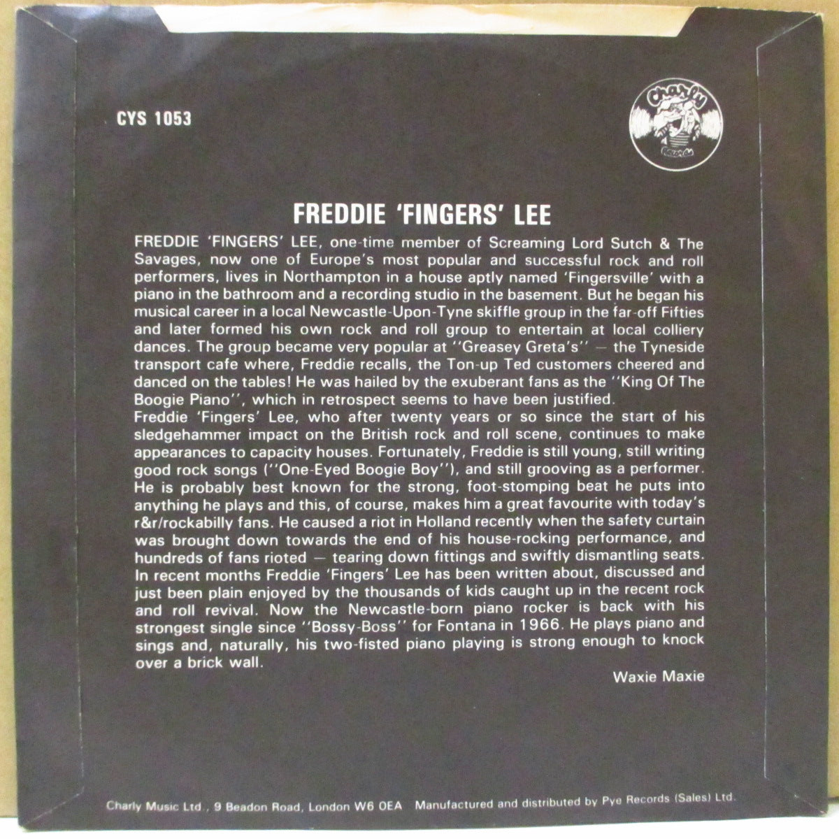FREDDIE FINGERS LEE (フレディ・フィンガーズ・リー) - One-Eyed Boogie Boy (UK オリジナル 7")