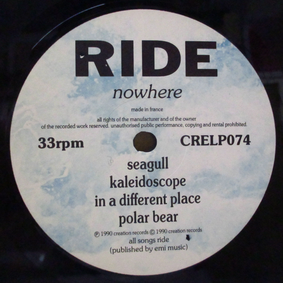 RIDE (ライド) - Nowhere (UK オリジナル LP/エンボスざら紙ジャケ)