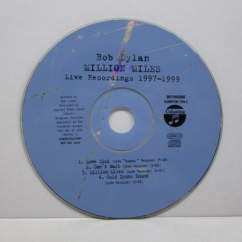BOB DYLAN (ボブ・ディラン) - Million Miles (Live Recordings 1997-1999) (UK PROMO)