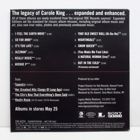CAROLE KING (キャロル・キング) - Expanded Editions Sampler (US Promo Sampler CD)