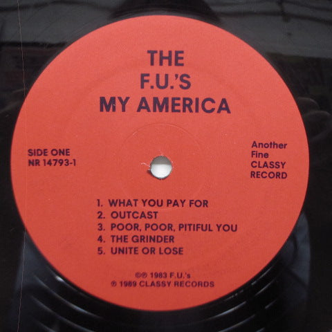 F.U.'S (エフユーズ) - My America (US '89 再発 LP+光沢厚紙「滝」ジャケ/CLASS 1) '83年セカンド!