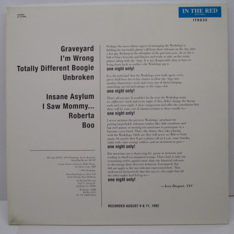 WORKDOGS (ワークドッグス) - One Night Only! (US オリジナル LP) '92年アルバム