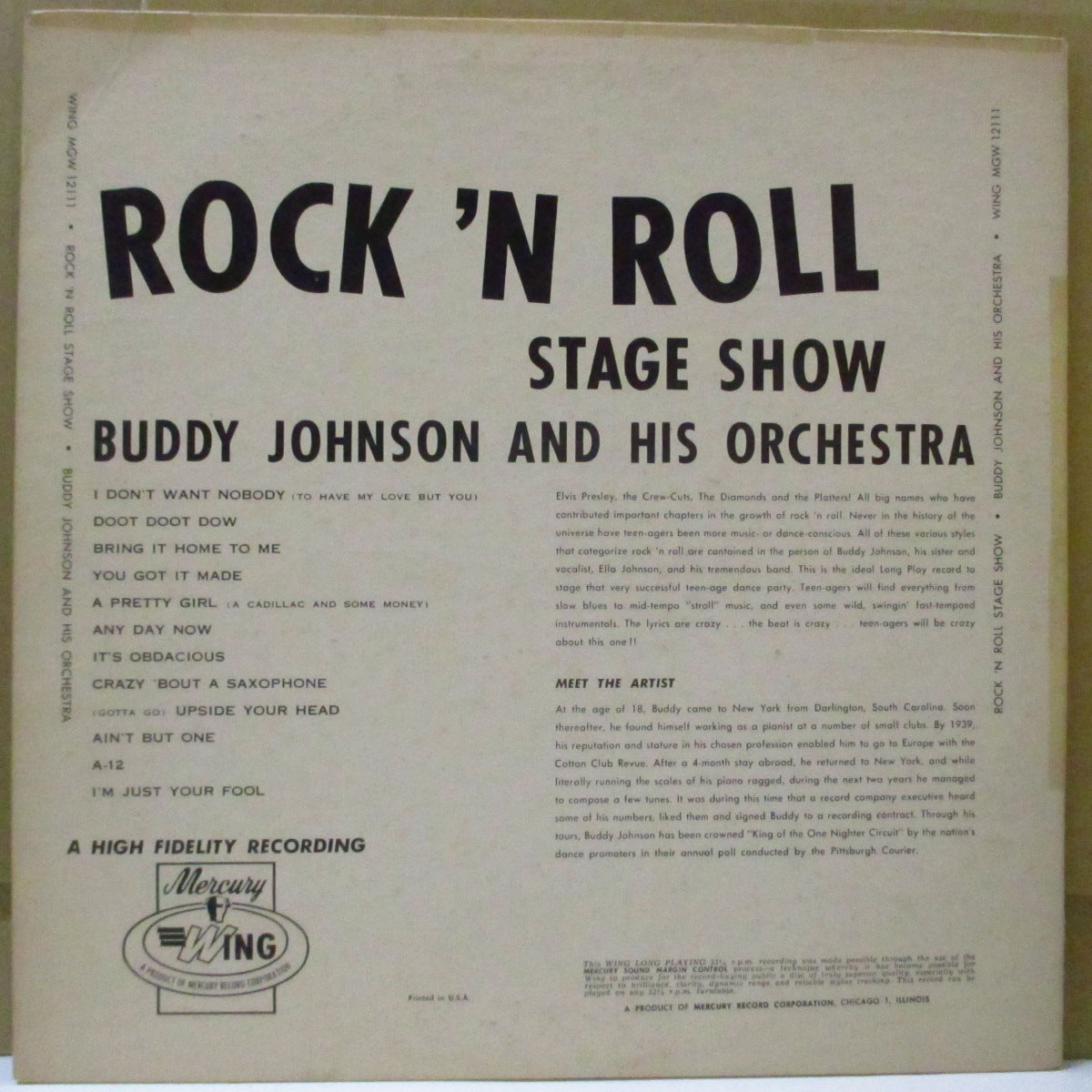 BUDDY JOHNSON (バディ・ジョンソン) - Rock 'N Roll Stage Show (US '62 Reissue Mono LP/本人写真 CVR)