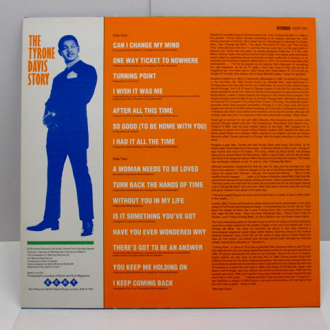 TYRONE DAVIS (タイロン・デイヴィス) - Tyron Davis Story (UK '85 オリジナル・ステレオ LP) ベスト・コンピ15曲