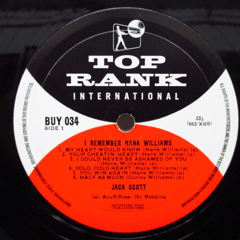 JACK SCOTT (ジャック・スコット) - I Remember Hank Williams (UK Orig.Mono LP/CFS)