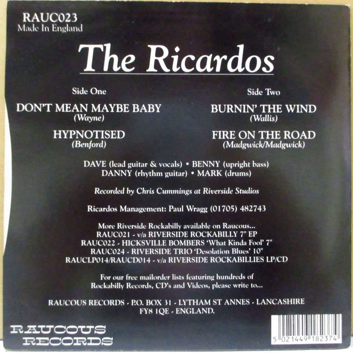 RICARDOS, THE (ザ・リカードス) - S.T. (UK オリジナル 7")