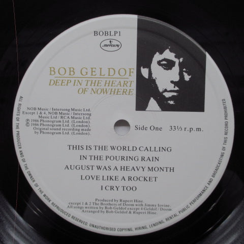 BOB GELDOF (ボブ・ゲルドフ) - Deep In The Heart Of Nowhere (UK Orig.LP/Stickered CVR)