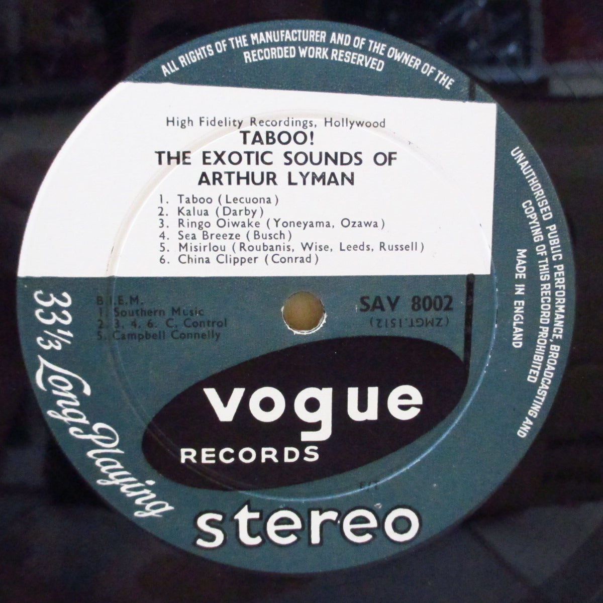 ARTHUR LYMAN (アーサーライマン) - Taboo ! (UK '58 オリジナル・ステレオ LP/両面コーティング折り返しジャケ)