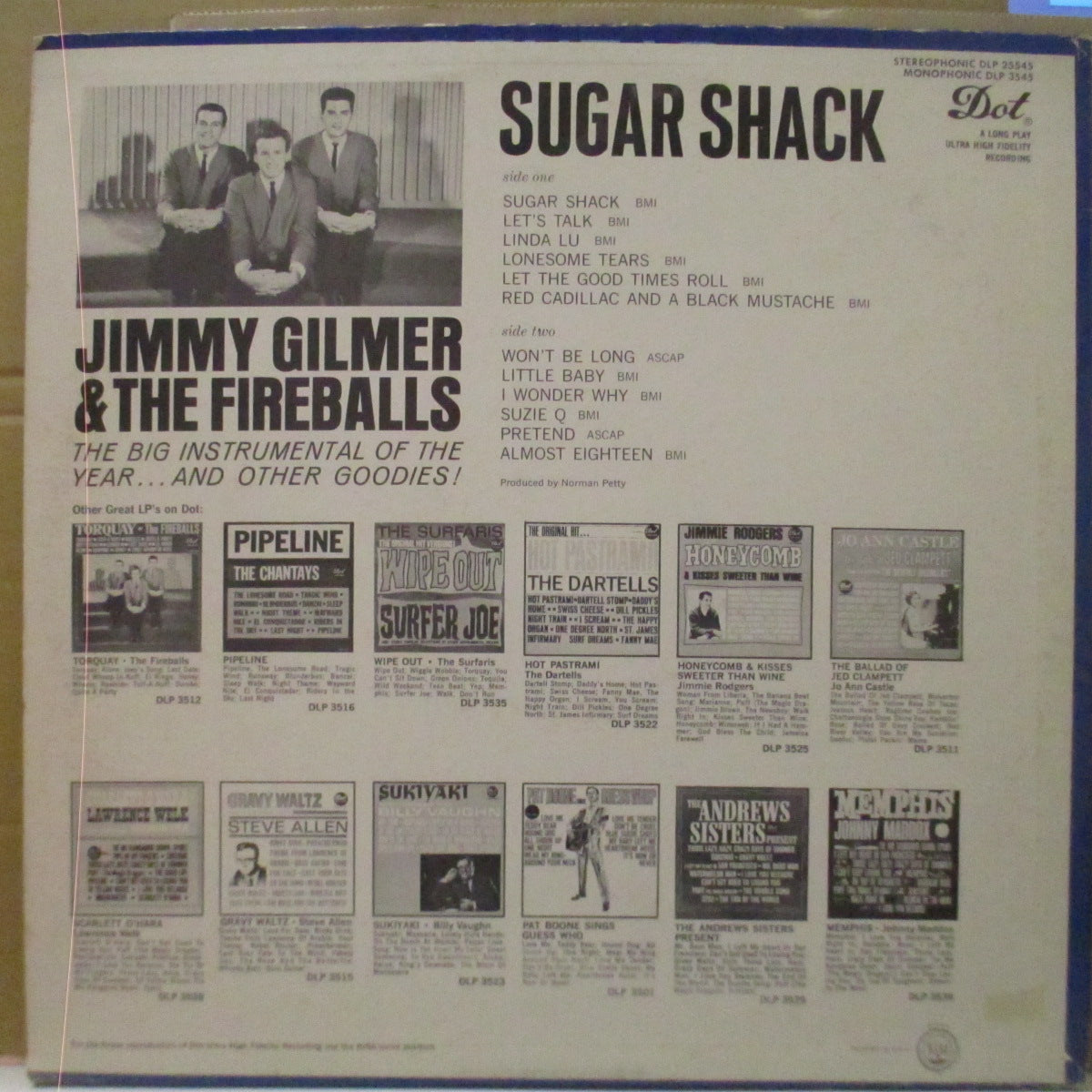 JIMMY GILMER AND THE FIREBALLS (ジミー・ギルマー&ザ・ファイアーボールズ) - Sugar Shack (US Orig.Mono LP)