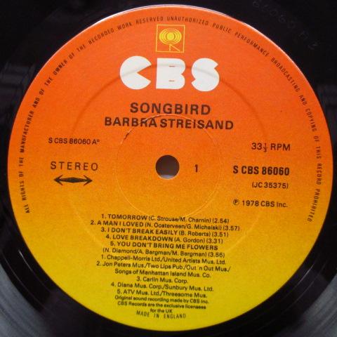 BARBRA STREISAND (バーブラ・ストライサンド) - Songbird (UK Orig.LP+Inner)