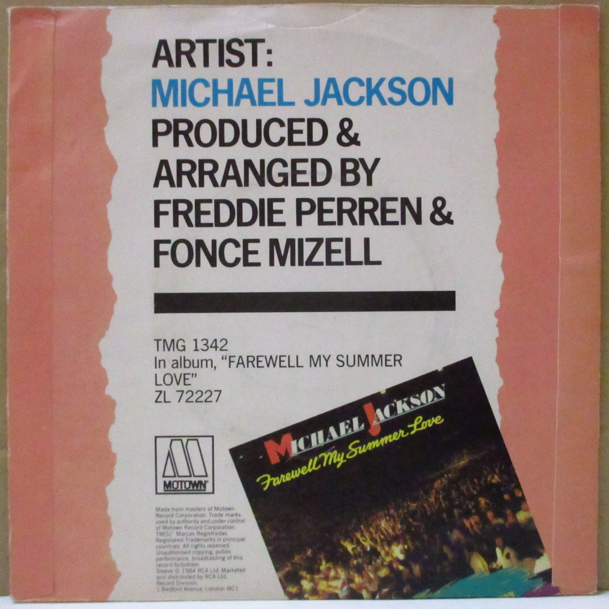 MICHAEL JACKSON (マイケル・ジャクソン) - Farewell My Summer Love (UK オリジナル「紙ラベ」7"+ソフト紙ジャケ)