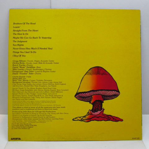 ALLMAN BROTHERS BAND (オールマン・ブラザーズ・バンド) - Brothers Of The Road (UK Orig.LP)