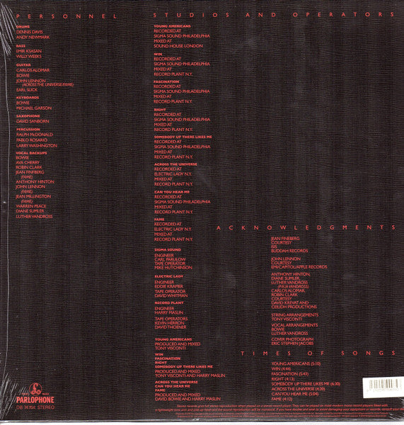 DAVID BOWIE (デヴィッド・ボウイ) - Young Americans (UK-EU-US Ltd.Reissue LP+Insert/Textured CVR-New)完全復刻再発!既にコレクタブルな気配です。