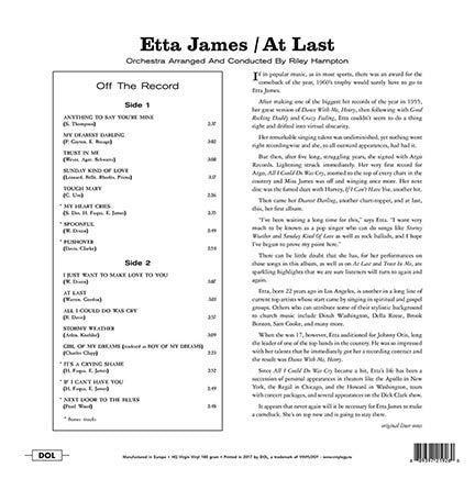 ETTA JAMES (エタ・ジェイムズ) - At Last ! (EU 限定復刻ボーナス入り再発「HQ=高音質」 LP 見開きジャケ /New-DOL-926HG) '60年デビューアルバム!