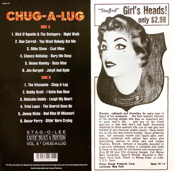 V.A. (エギゾ・ポップコーン珍曲コンピ) - Exotic Blues & Rhythm Vol.8 : Chug-A-Lug (German Ltd.10" LP/New)