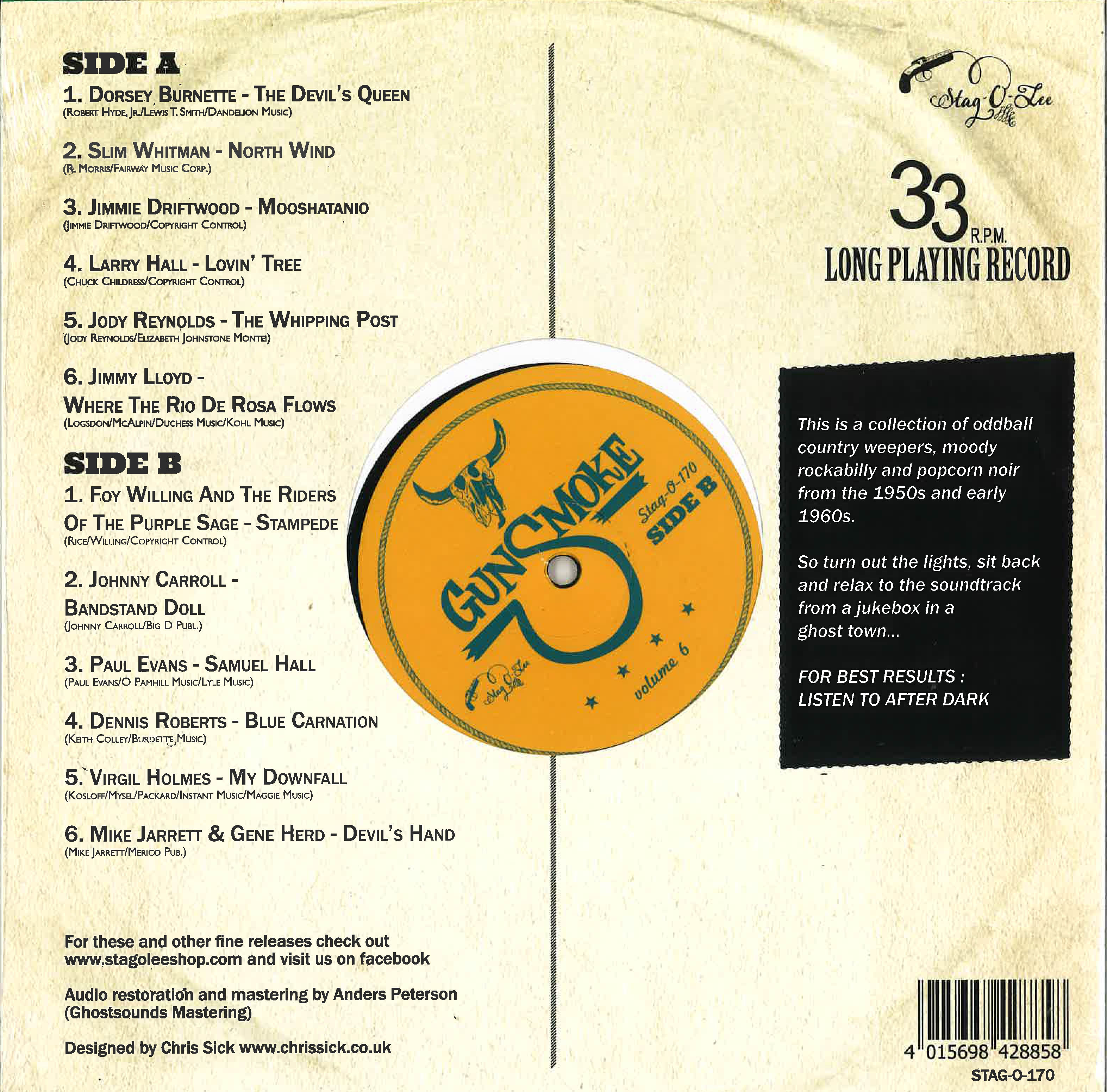 V.A. (50's & 60's 西部劇イメージ編) - Gunsmoke Vol.6 (German 限定10インチ LP/New)