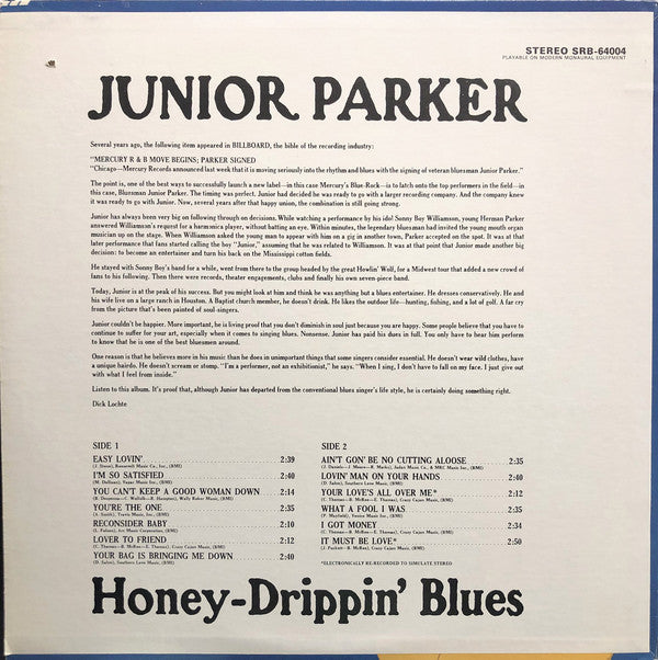 JUNIOR PARKER (LITTLE JUNIOR PARKER) (リトル・ジュニア・パーカー ) - Honey-Drippin' Blues (US 限定復刻再発 LP/New)