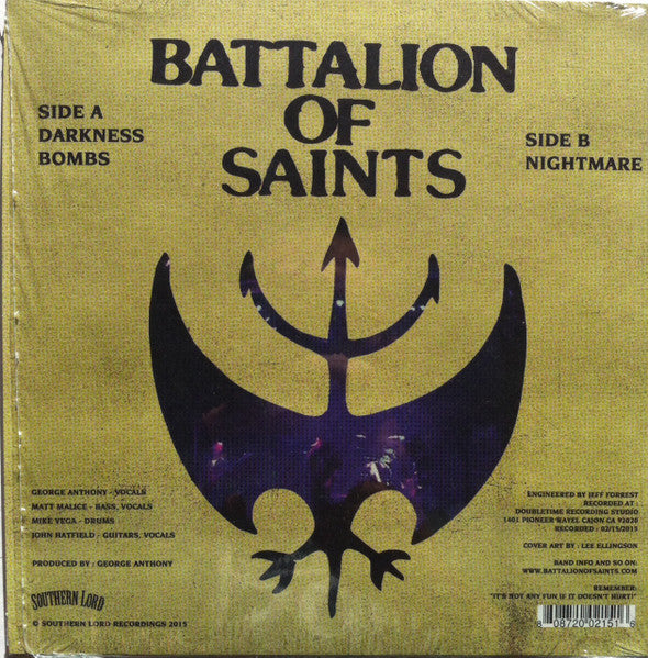 BATTALION OF SAINTS (バタリオン・オブ・セインツ) - Darkness +2 (US 800枚限定ブラックヴァイナル 7"「廃盤 New」)