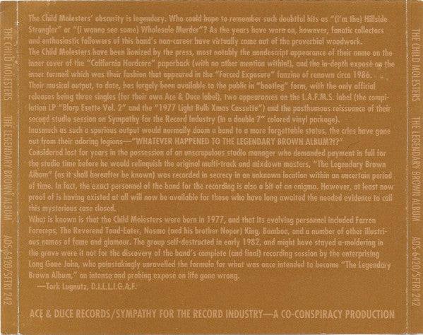 CHILD MOLESTERS, THE (ザ・チャイルド・マレスターズ) - The Legendary Brown Album (US 限定プレス CD/ New)