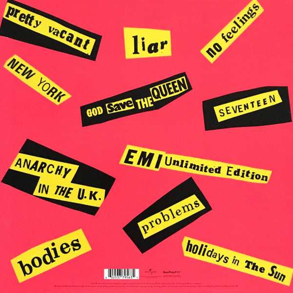 SEX PISTOLS (セックス・ピストルズ) - Never Mind The Bollocks (EU 正規限定再発 「180g 」LP/ New) 「Submission」を含む全12曲収録 !