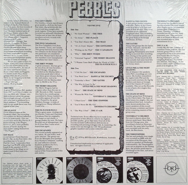V.A. (60's ガレージパンク名作シリーズコンピ ) - Pebbles Vol.5 (US 限定復刻再発「ブラックVINYL 」 LP/New)